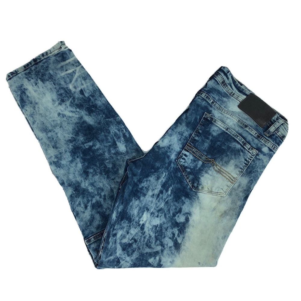 Bleecker & Mercer Destroyed Distressed Blue Jeans Men's Size 38x32 Rips‎